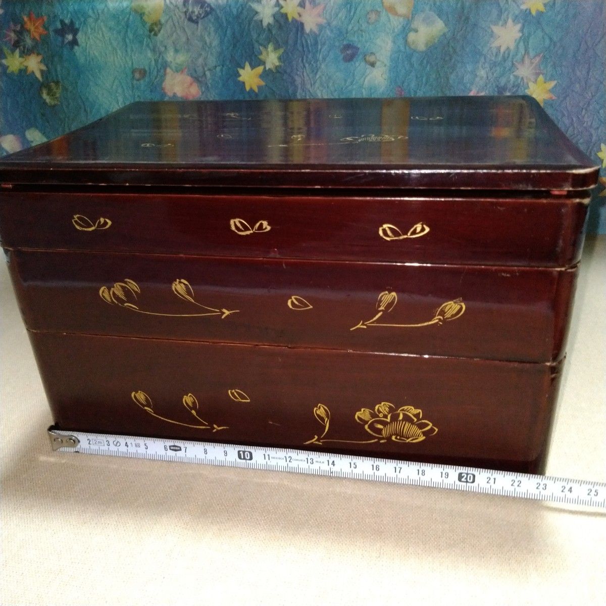 明治時代 骨董 漆器 野弁当 重箱 風景花絵 漆塗内朱 天然木｜Yahoo