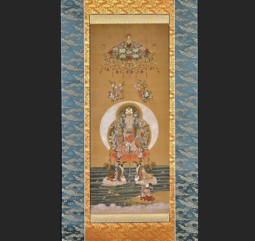 複製◇仏画◇工芸◇古仏画◇絹本 仏教美術 仏教聖品 千手観音像 大きい