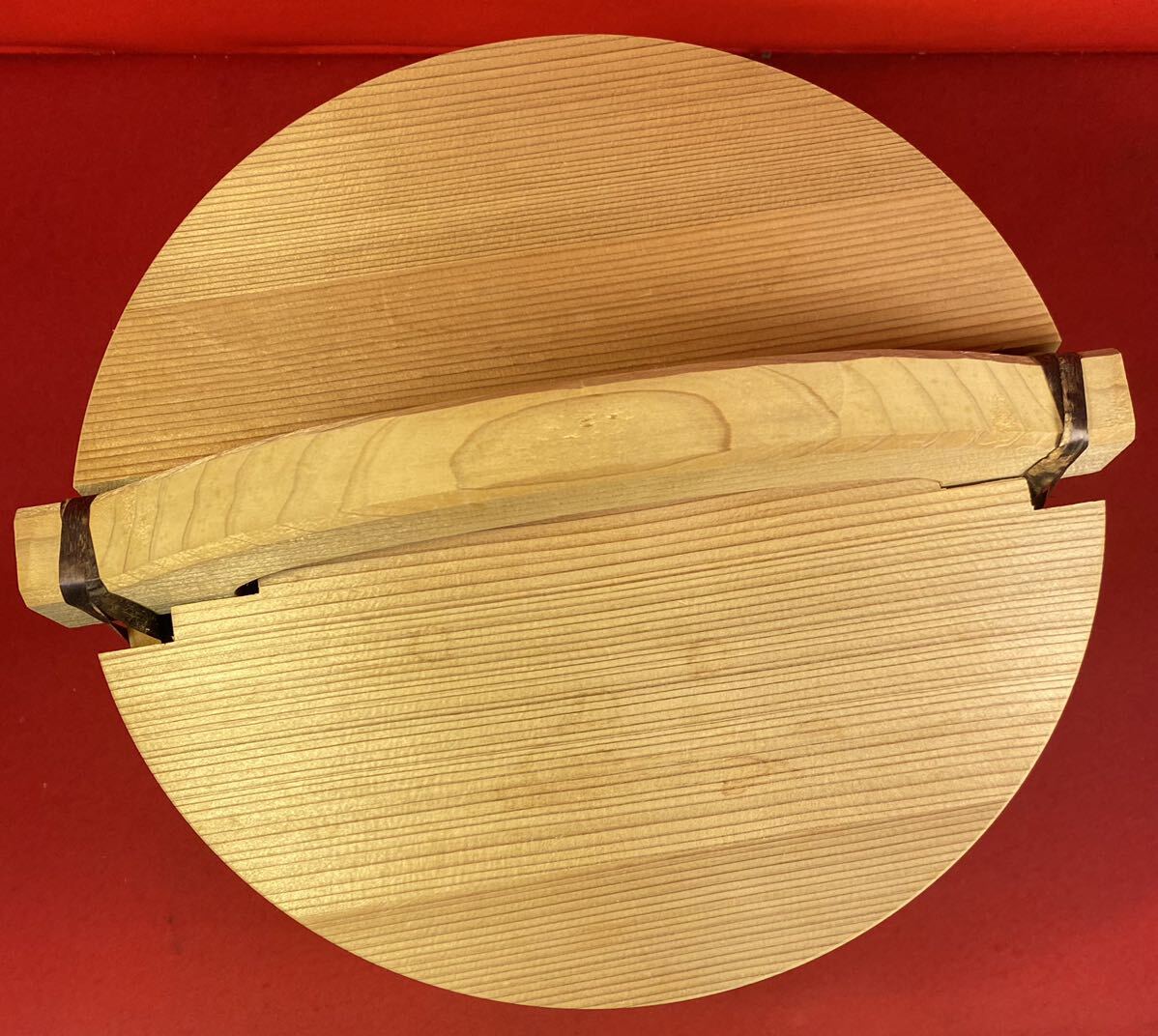 茶道具『露地道具水張桶割蓋付き』紙箱入木地湯桶手桶水