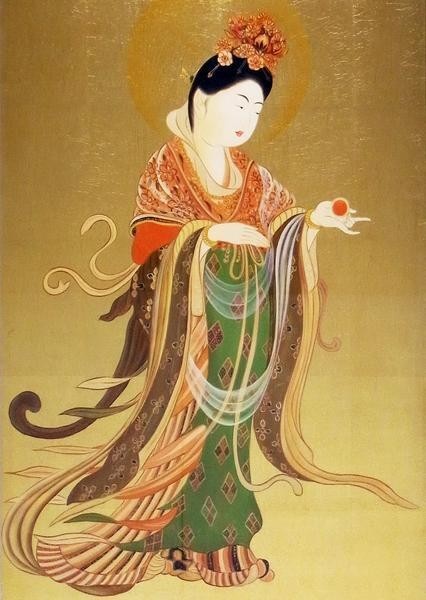 真作/光浦/観世音菩薩像図/布袋屋掛軸HH-308