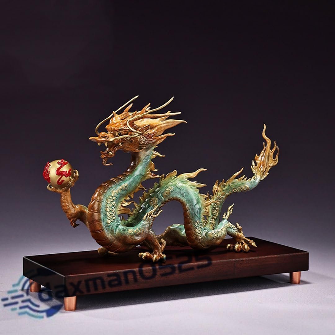 大開運 風水 龍の置物 縁起物 干支 31cm (伝統工芸品 銅器 少量生産品