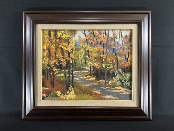 絵画 油彩肉筆画 真作 姫野陸郎 『イチョウ』F3 【公式通販】