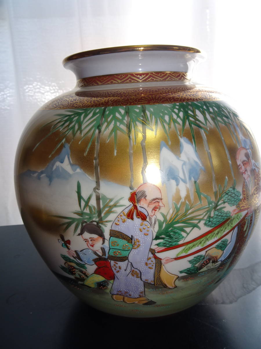 蔵出し特価 作家物九谷焼 花瓶 グラデーション 陶器直径27口径12高