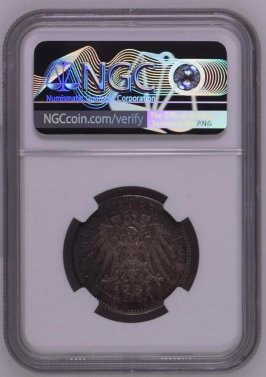 UNC】NGC 1901A ドイツ プロイセン王国 建国200年記念 2マルク銀貨
