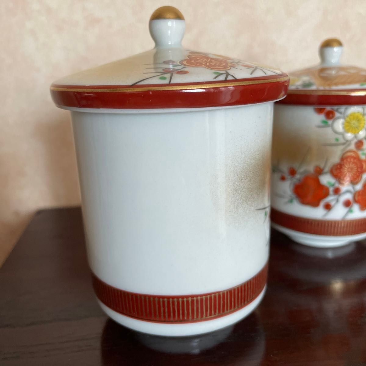 九谷焼 組湯呑み ペア 夫婦 湯呑 蓋付き 金彩 伝統工芸品 高峰 陶器