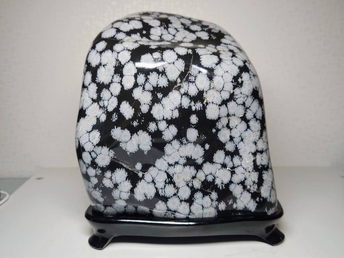 雪華・13 2kg】 スノーフレークオブシディアン 黒曜石 原石 鑑賞石
