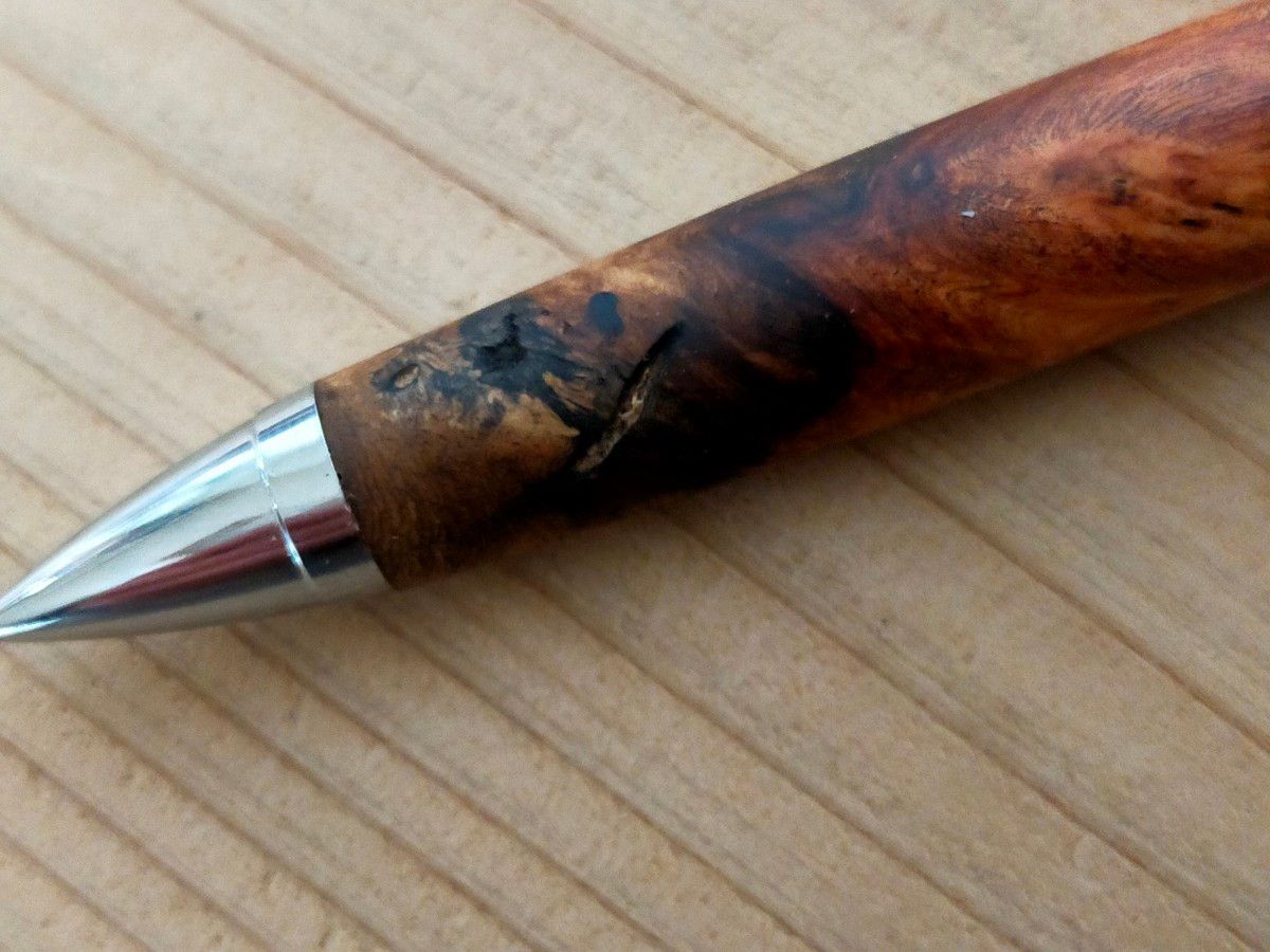 ハンドメイド シャープペン 木軸 花梨紅白 0 5mm 工房楔 加藤金属 ①