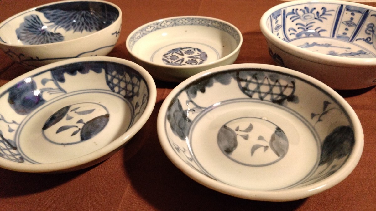 古伊万里伊万里青磁染付なます皿江戸期李朝蔵出し5客