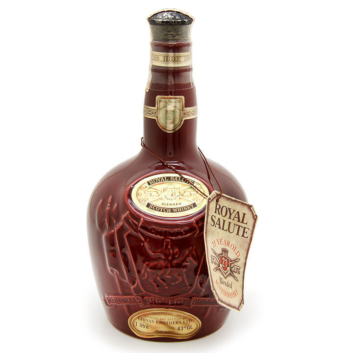 古酒 スコッチ ウイスキー ロイヤルサルート 21年 赤陶器 ボトル 巾着