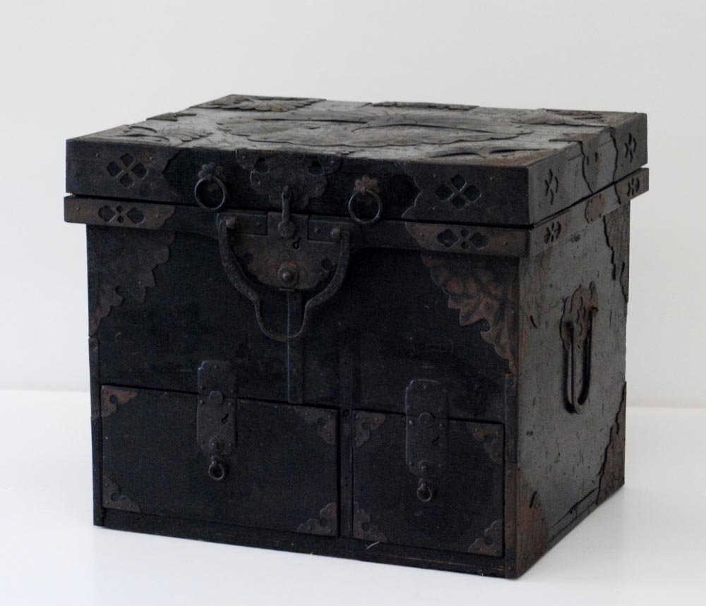 佐渡船箪笥 明治期 鉄金具 小型金庫 古民具 アンティーク和家具 佐渡