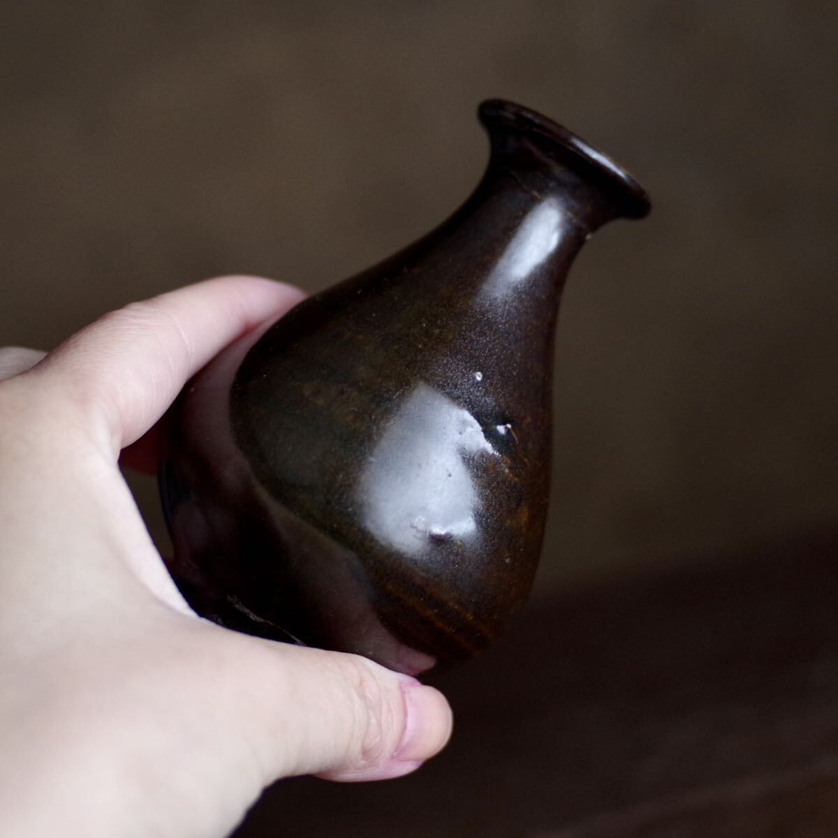 古い平清水片口 酒器 アンティーク 骨董 黒釉 古美術 白洲正子 検:李朝