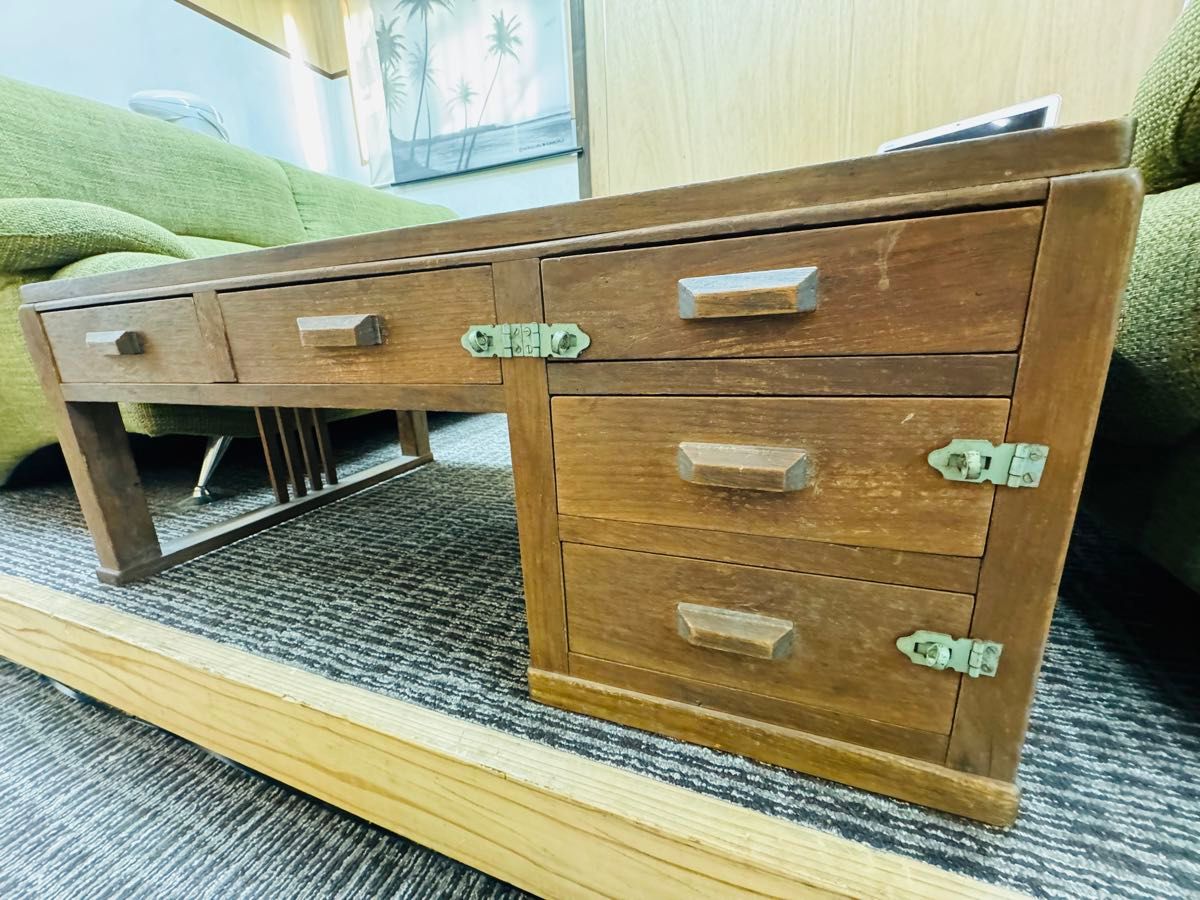 昭和レトロ 古家具 無垢材 木製座卓 ちゃぶ台 文机 お経台 経机