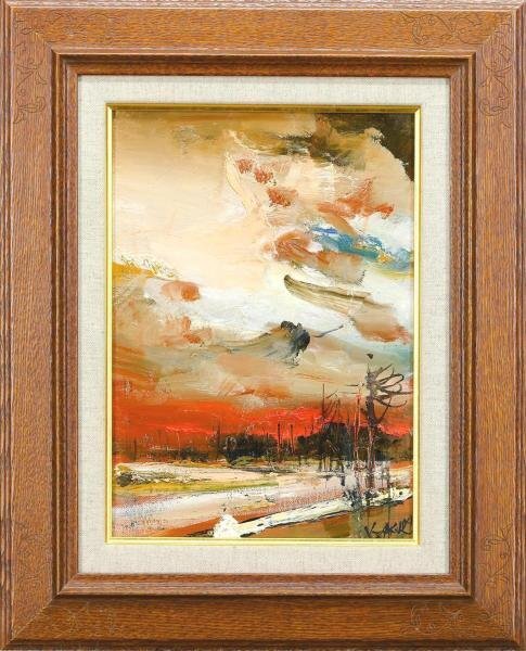 小松明（津軽残照）油彩 P20号 風景人気画家 k.Akira 小松明（津軽残照