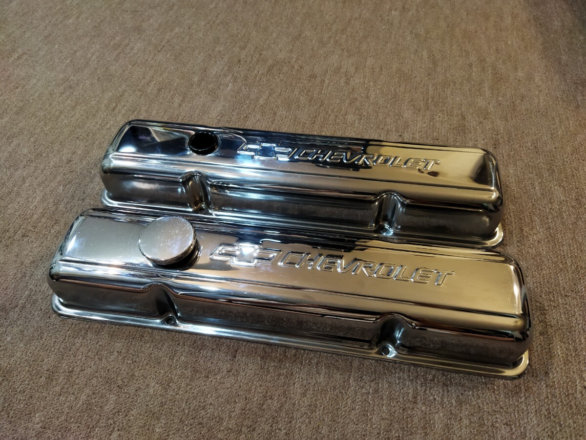 シボレー SBC サイドボルト バルブカバー クローム 350 305 ボウタイ