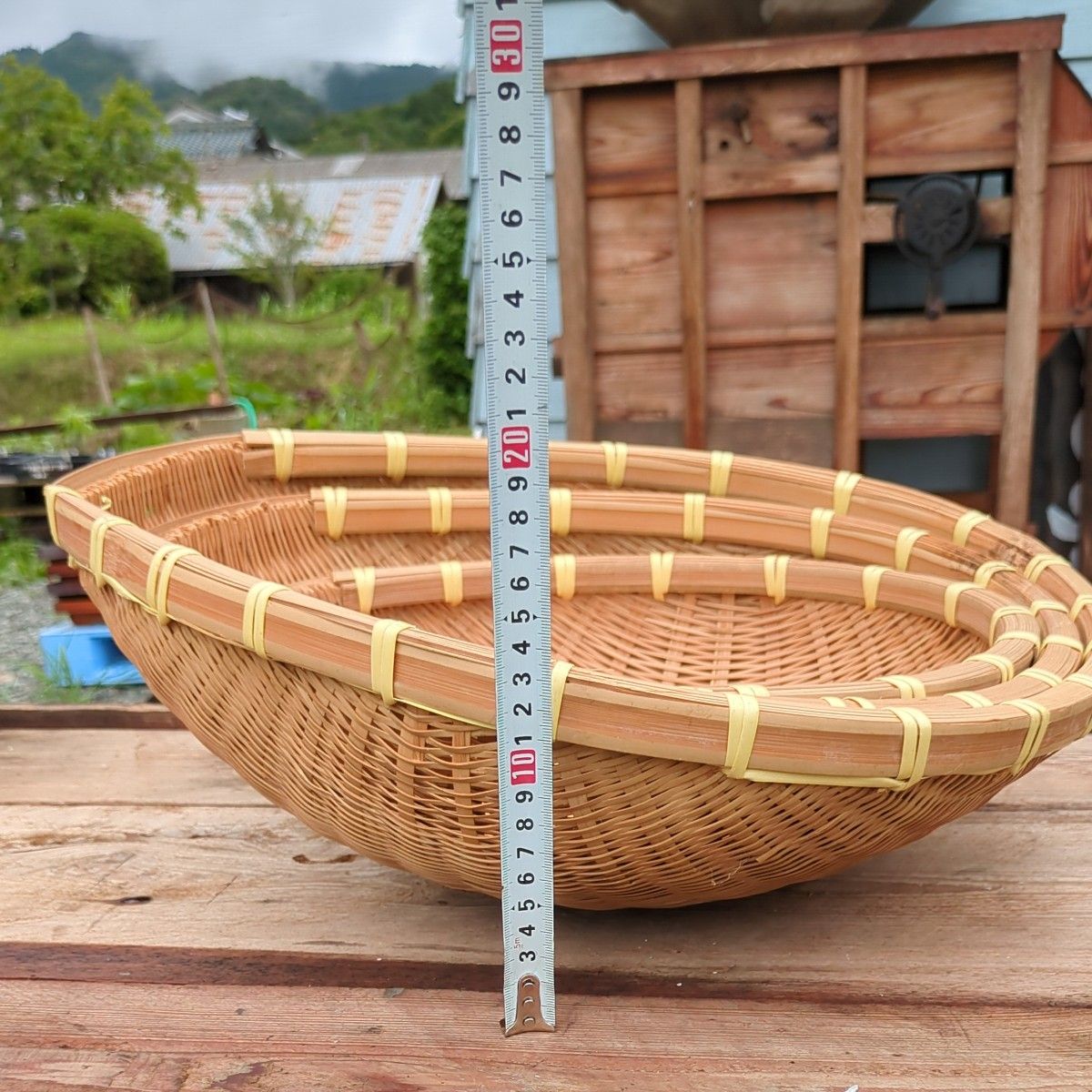 片口ざる 竹細工 竹かご 竹ざる 竹籠 古道具 古民具 農具 ザル 昭和
