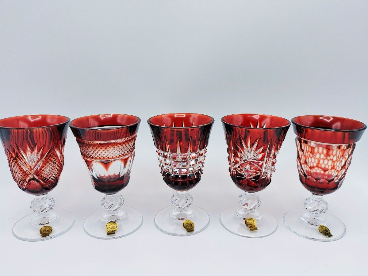 超希少品 色被切子 切子グラス5個セット 最高級カット（切子 江戸切子