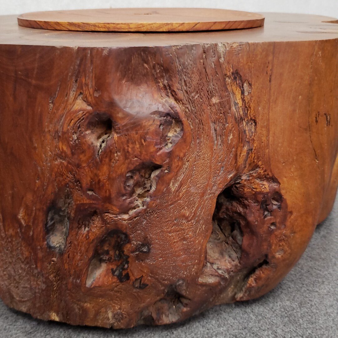 火鉢 天然木 彫刻 レトロ ヴィンテージ 切株 工芸 古民家