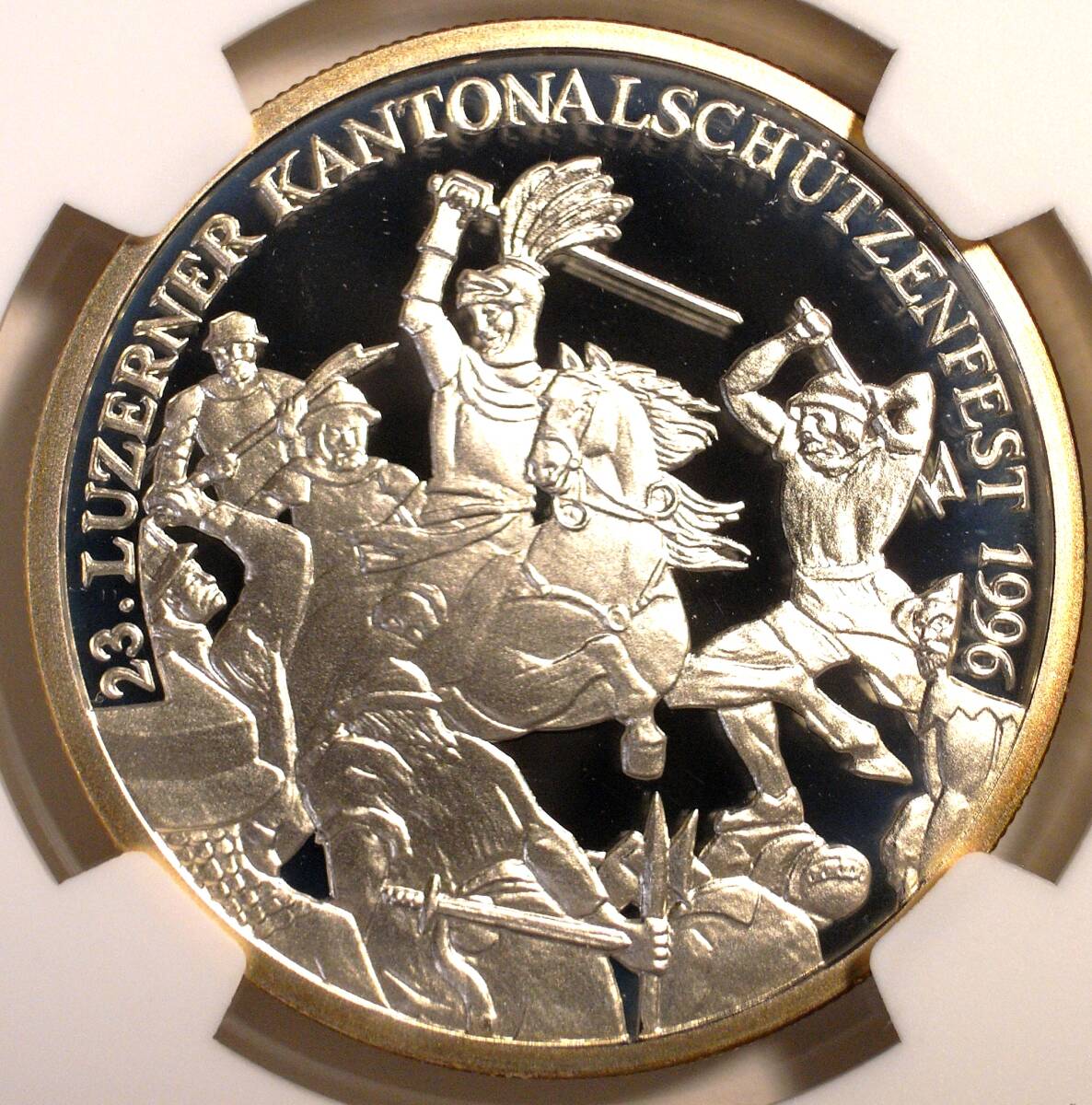 準最高鑑定】1996 スイス 射撃祭 ルツェルン州 ゼンパッハ 50フラン