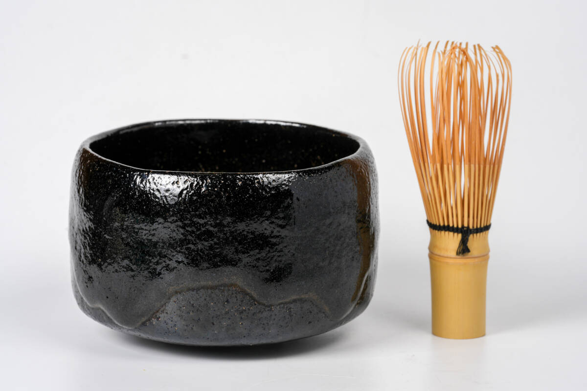 佳香】大樋年郎(十代長左衛門) 黒茶碗 茶道具 共箱 共布 本物