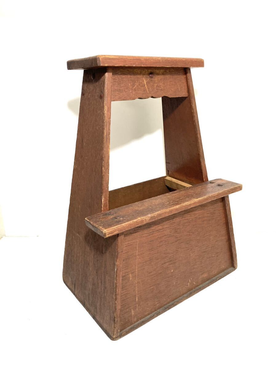 昭和レトロ【木製 二段踏み台】H47×W35×D23cm ◇ヴィンテージ 雑貨