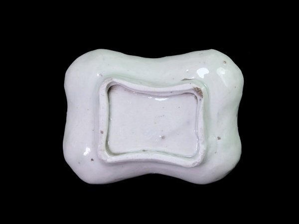 fbro-mS 古伊万里 型刷印判 幾何学 市松紋様の図 変形皿 江戸期 古