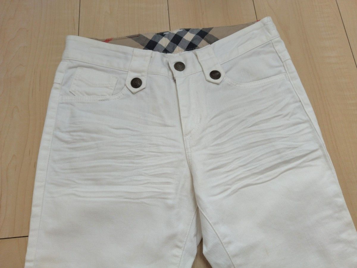 BURBERRY ホワイトデニム スキニーパンツ 150cm ホワイト白 ボトムス