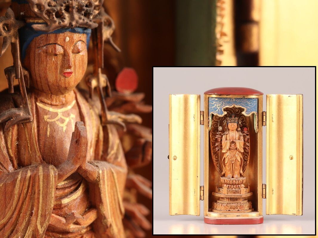 仏教美術 時代木彫 荼枳尼天 仏像 厨子 時代物 極上品 初だし品