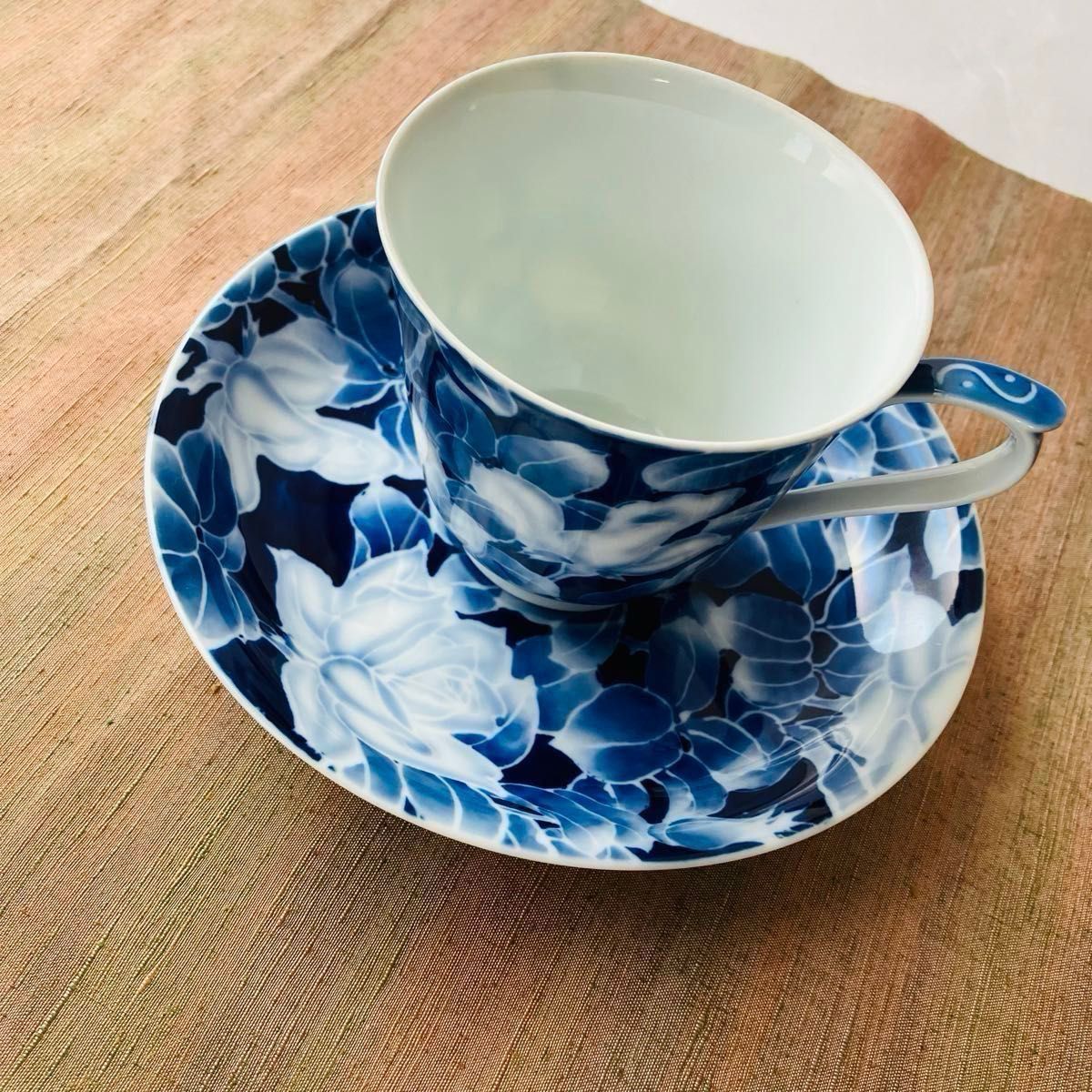 深川製磁 カップ＆ソーサー 古代バラ 有田焼 ハンドペイント 手書き