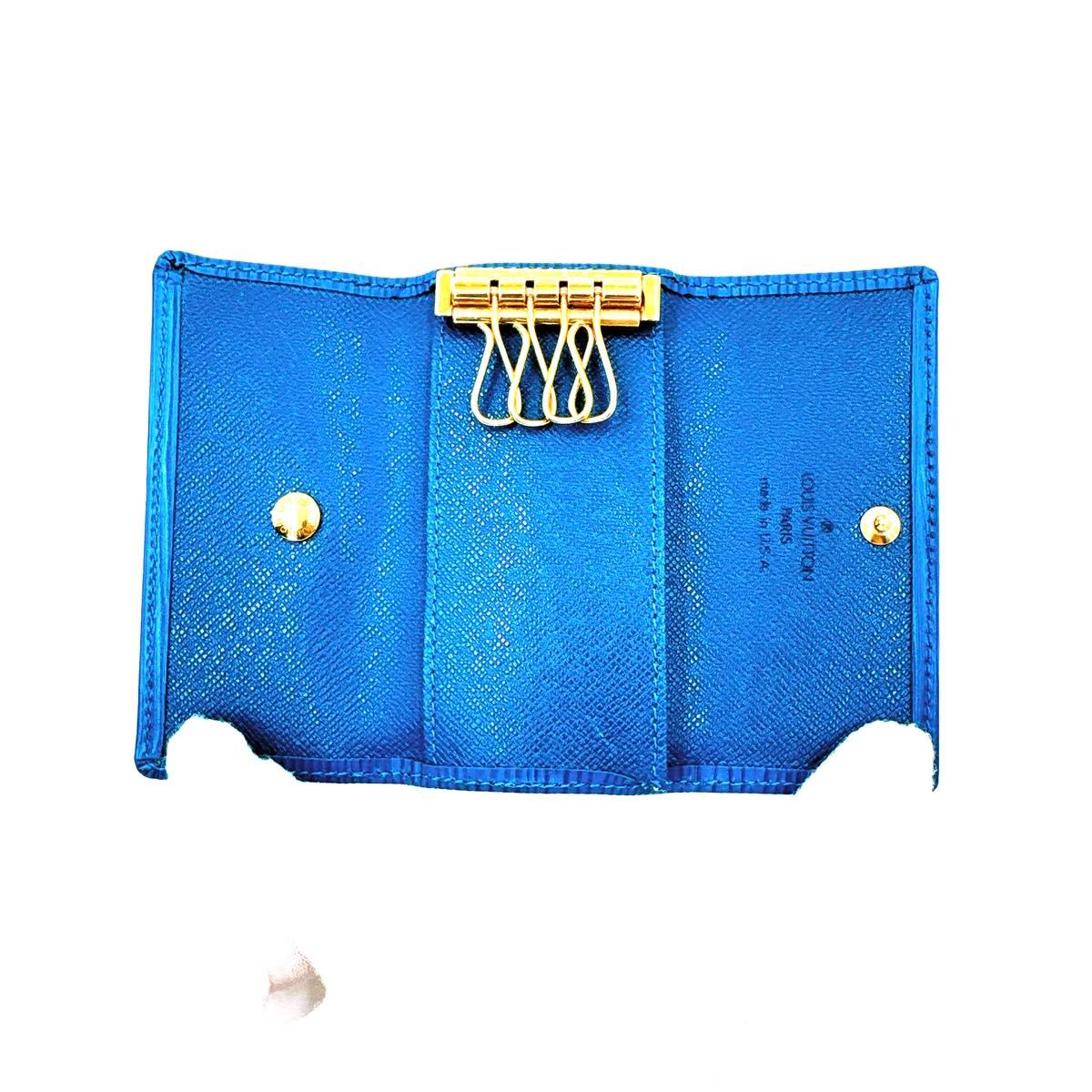 美品！ルイ ヴィトン ミュルティクレ4 エピ ブルー 4連 キーケース 青