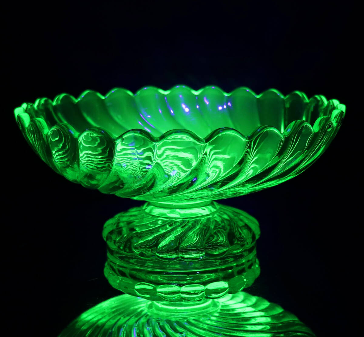 オールドバカラ バカラ ウランガラス 小物入れ バンブー レア 美品