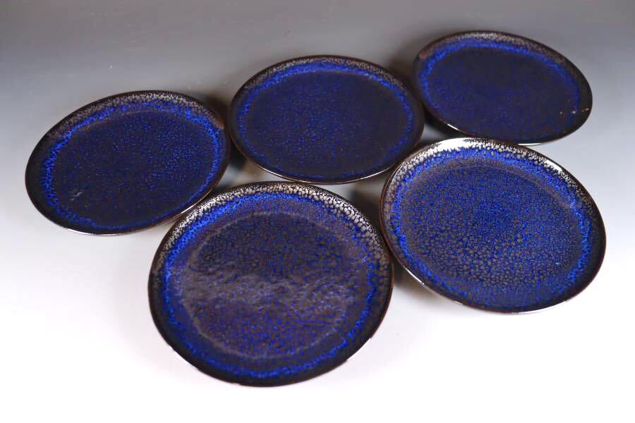 鎌田幸二 翠青天目釉 皿 銘々皿 茶道具