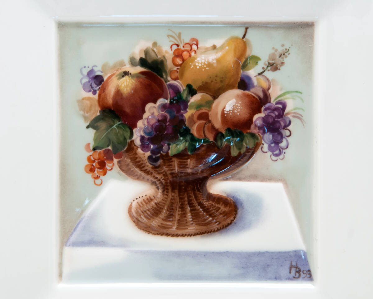 マイセン 「卓上の花束」H・ブレチュナイダー 陶板画 14.5センチ