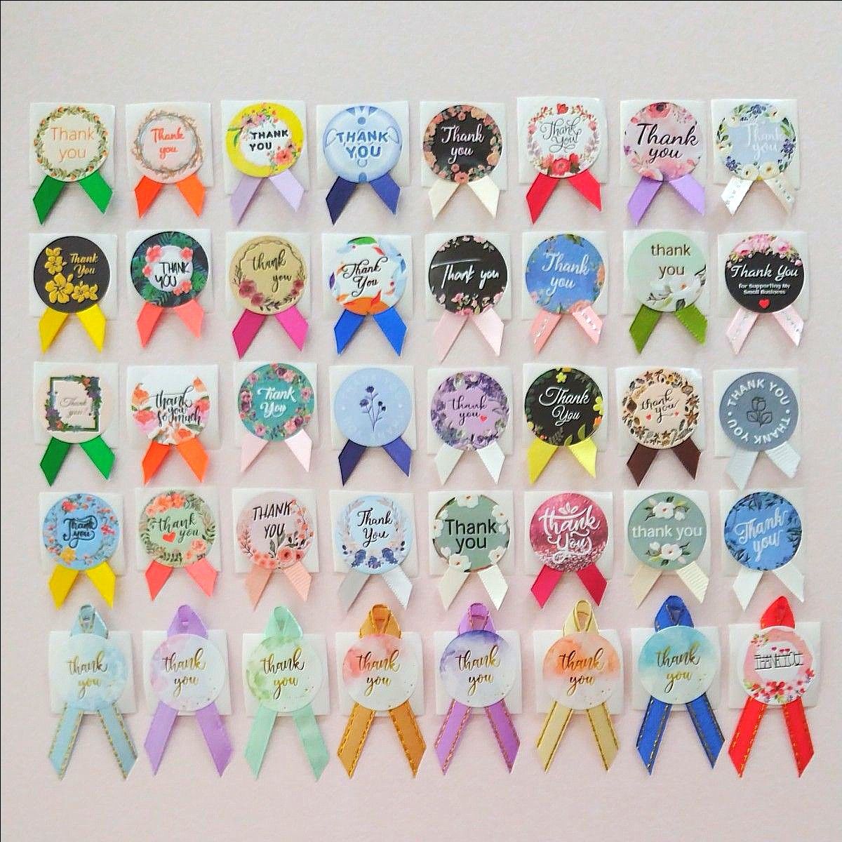 No.224 リボン付きサンキューシール クリスマス リボンシール ギフト