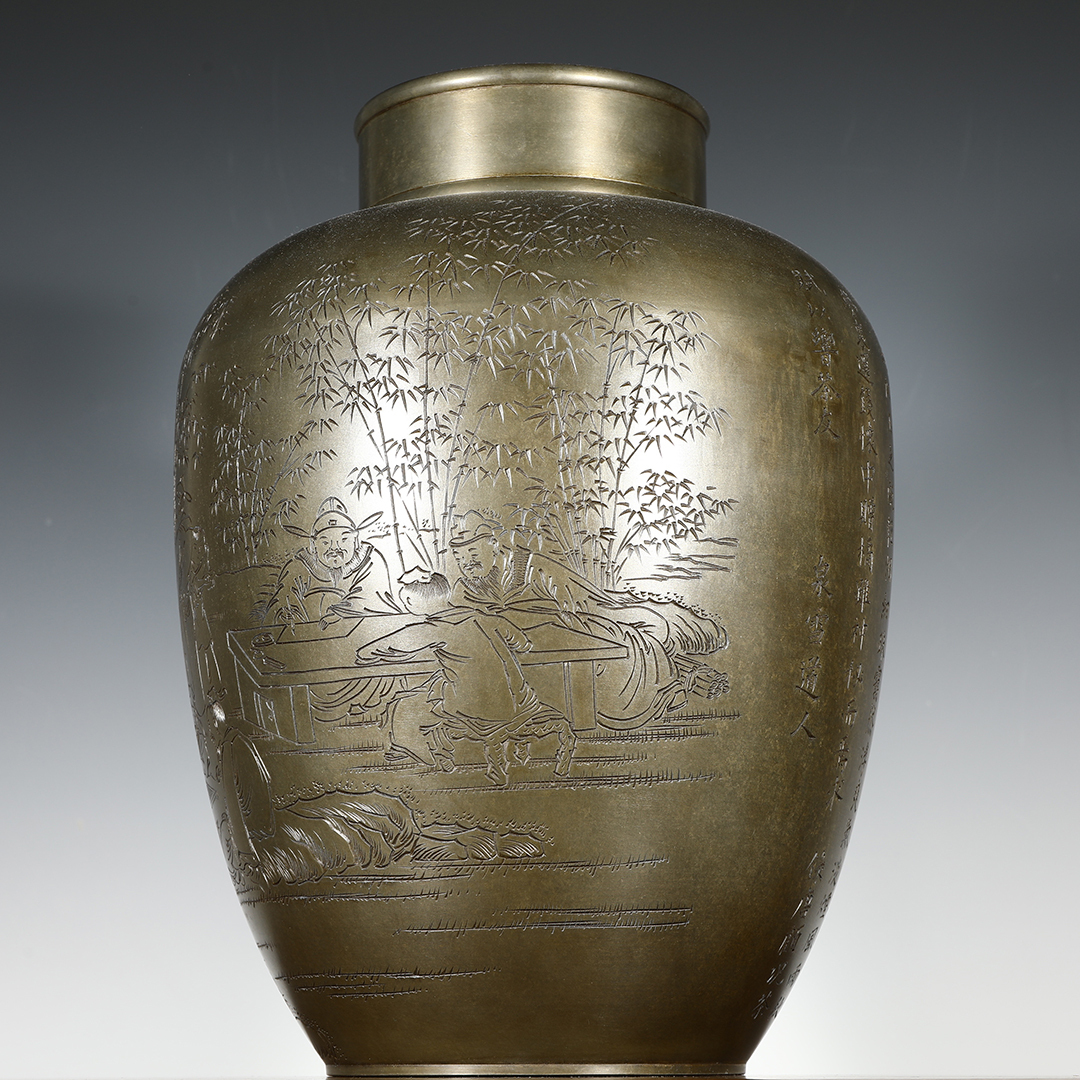 M339 中国古玩 金清號 古錫大茶壺 茶心壺 茶入 茶道具 重量約906g