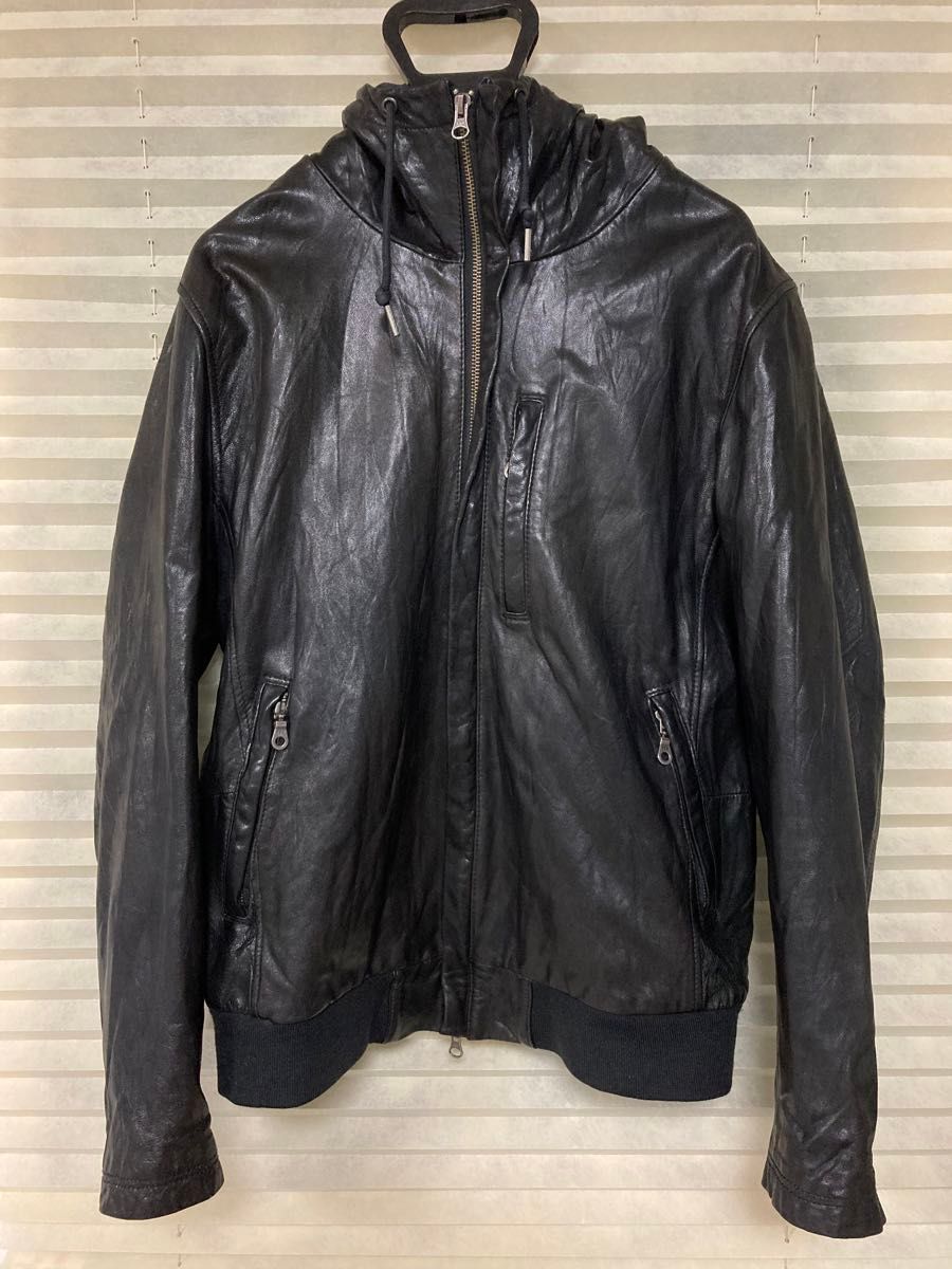 BACK NUMBER バックナンバー 山羊革 フードジャケット レザー