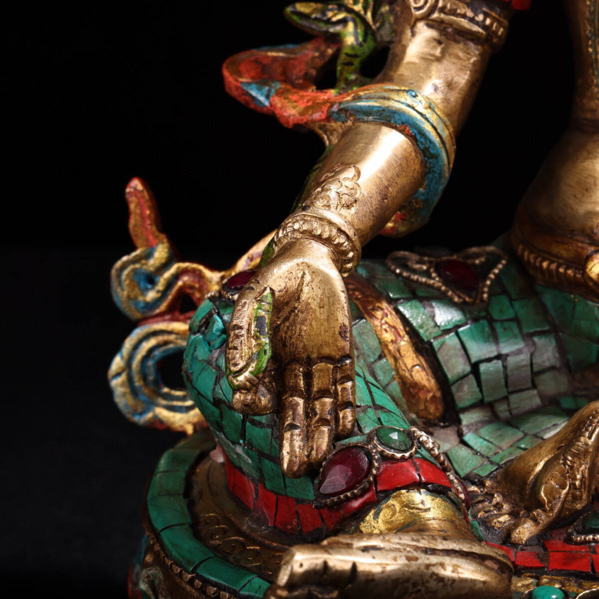 旧蔵珍蔵 西藏チベット仏像 黃財神 純銅製 アンティーク 置物 時代物