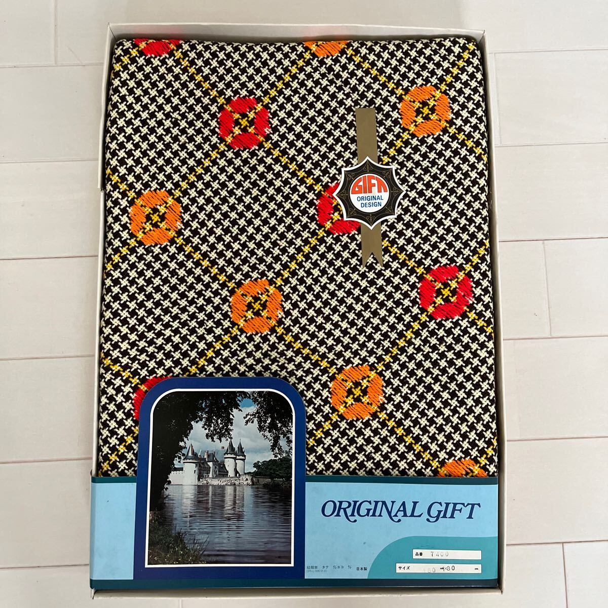 80s 昭和レトロ アンティーク アクリル こたつ上掛 198×180 花柄 80s