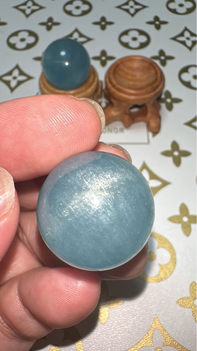 高品質 アクアマリンキャッツアイ スターアクアマリン スフィア 丸玉