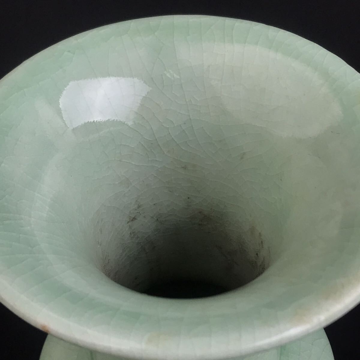 竹河 中国古美術 中国 宋代 龍泉窯 青磁 花瓶 花器 花入 古玩 骨董 時代物