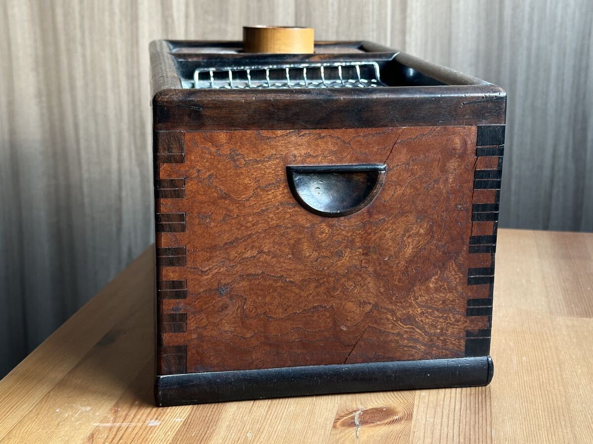 時代物 欅玉杢 赤銅 煙草盆 莨盆 喫煙具 古美術品 涼炉