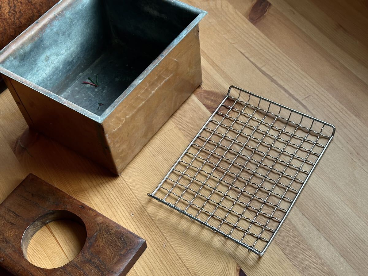 時代物 欅玉杢 赤銅 煙草盆 莨盆 喫煙具 古美術品 涼炉