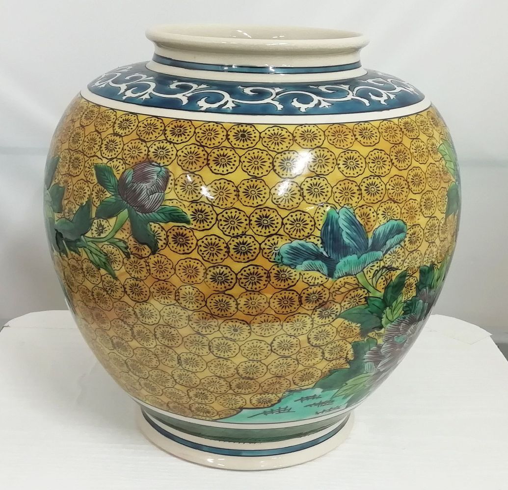 花瓶 九谷焼 九谷焼 花瓶 吉田屋花鳥（高19.5cm） : 九谷焼