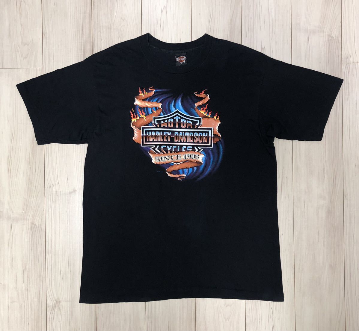 k.s希少フレイムファイヤーハーレーharleytシャツXLヴィンテージ 希少