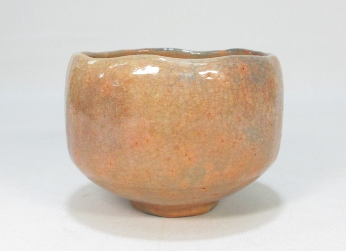 G3410】茶道具 楽焼 楽入窯 吉村楽入 赤楽 茶碗 共箱 栞付き