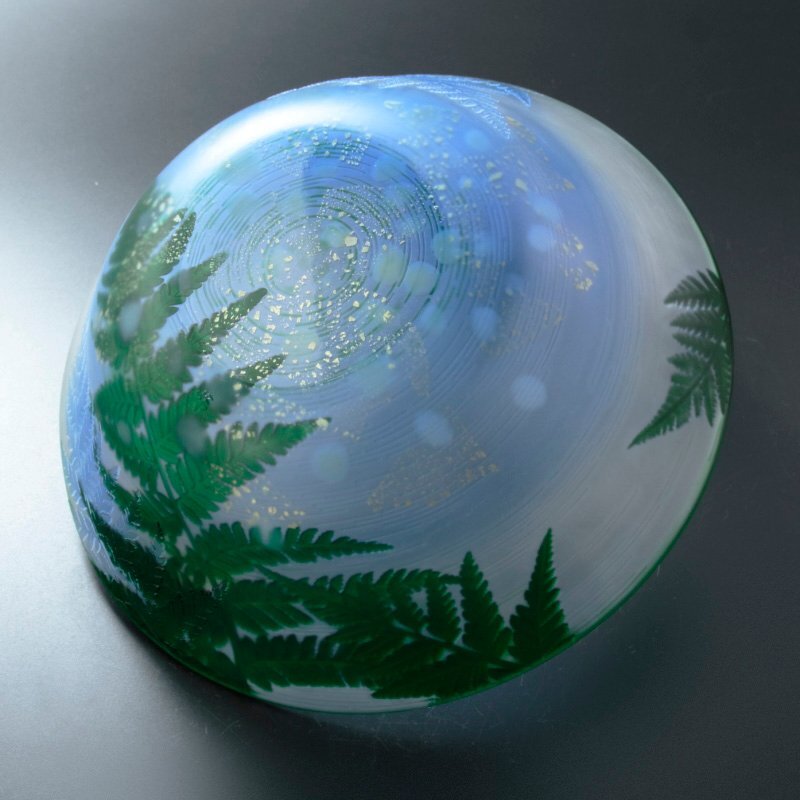 Yahoo!オークション - 【古美味】山田美彌子 玻瑠羊歯文器 茶道具 保証