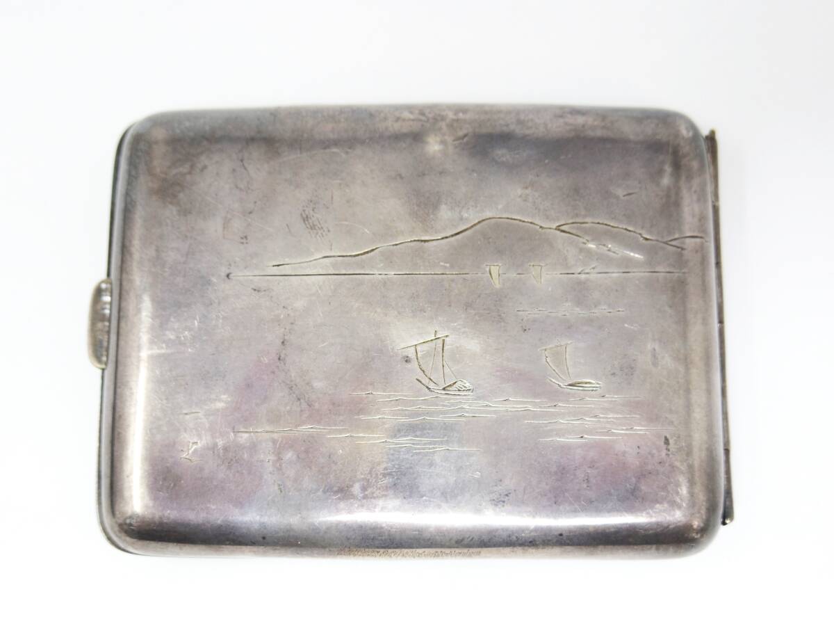 煙草入れ シガレットケース シルバー950 富士山 風景画 タバコケース ＃73