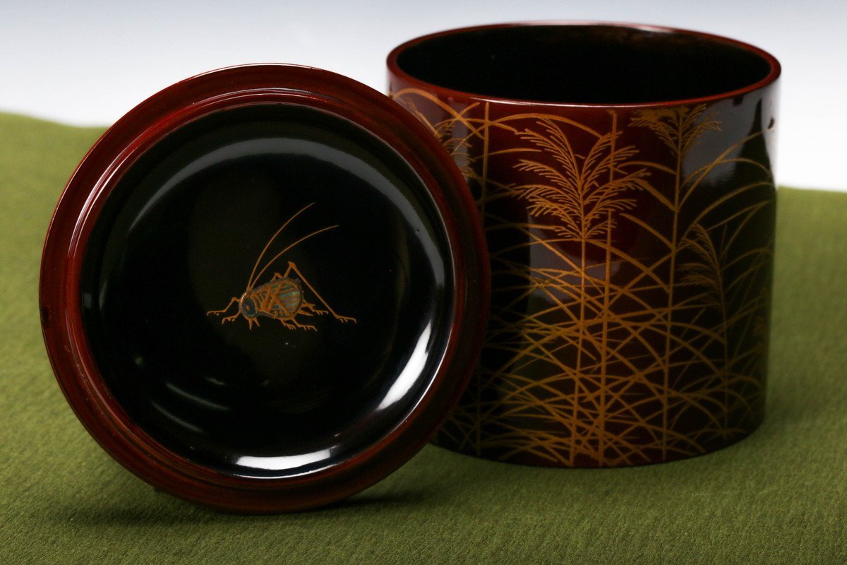 SOLD 【古多】時代 木地蒔絵 盃洗 一双 c15◇共箱/茶道具/古美術/