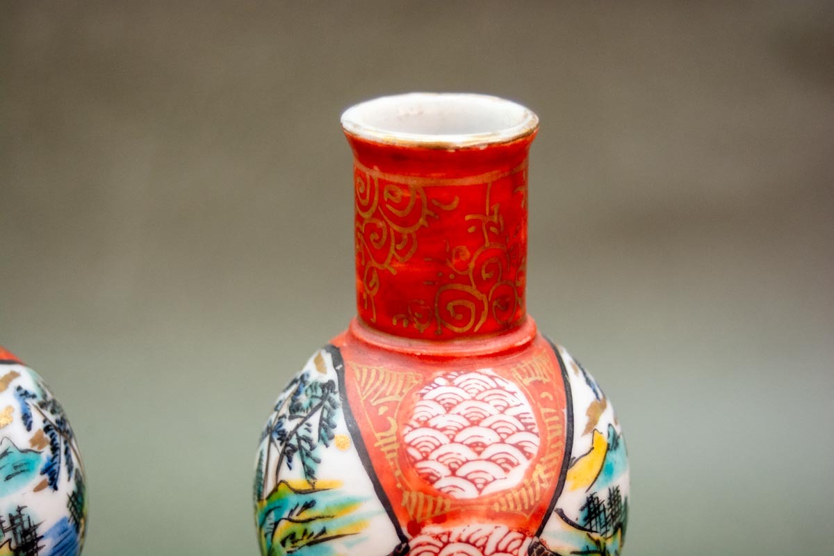 古九谷 青手 錦手 瓢箪 色絵山水文 唐草 角福 伊万里 酒器 徳利 1703