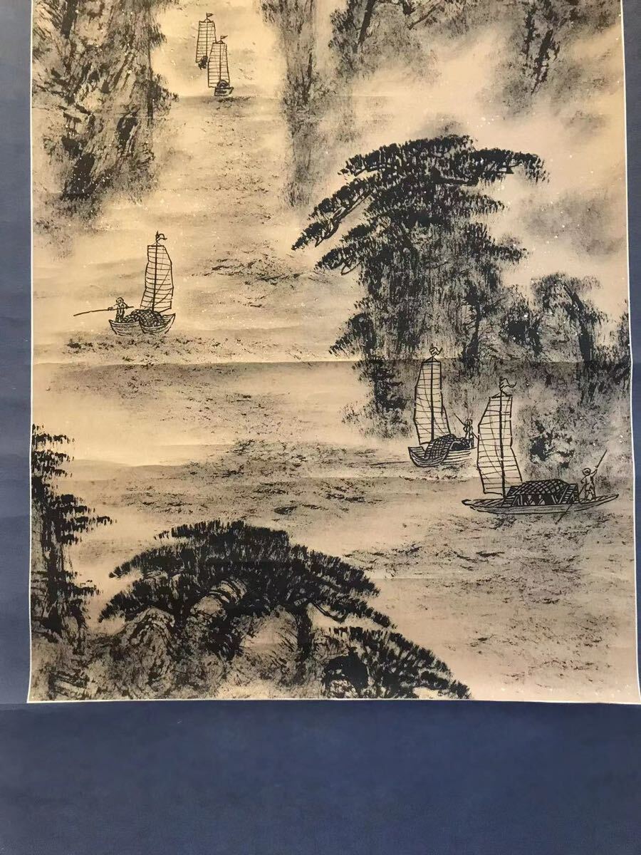 真作】王温良「長江之三峡図」 山水画 古い掛け軸(掛軸) 肉筆 紙本 中国