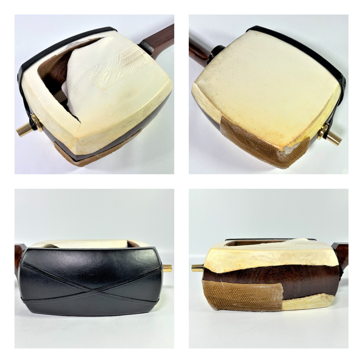 三味線 細棹 トチ紅木 犬皮 丸打胴 和楽器 一本溝 三味線 犬皮 平溝 丸